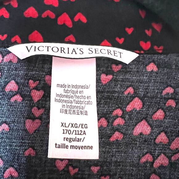Victoria Secret Heart Print Pajama Set Red and Black SZ XL - Picture 4 of 11